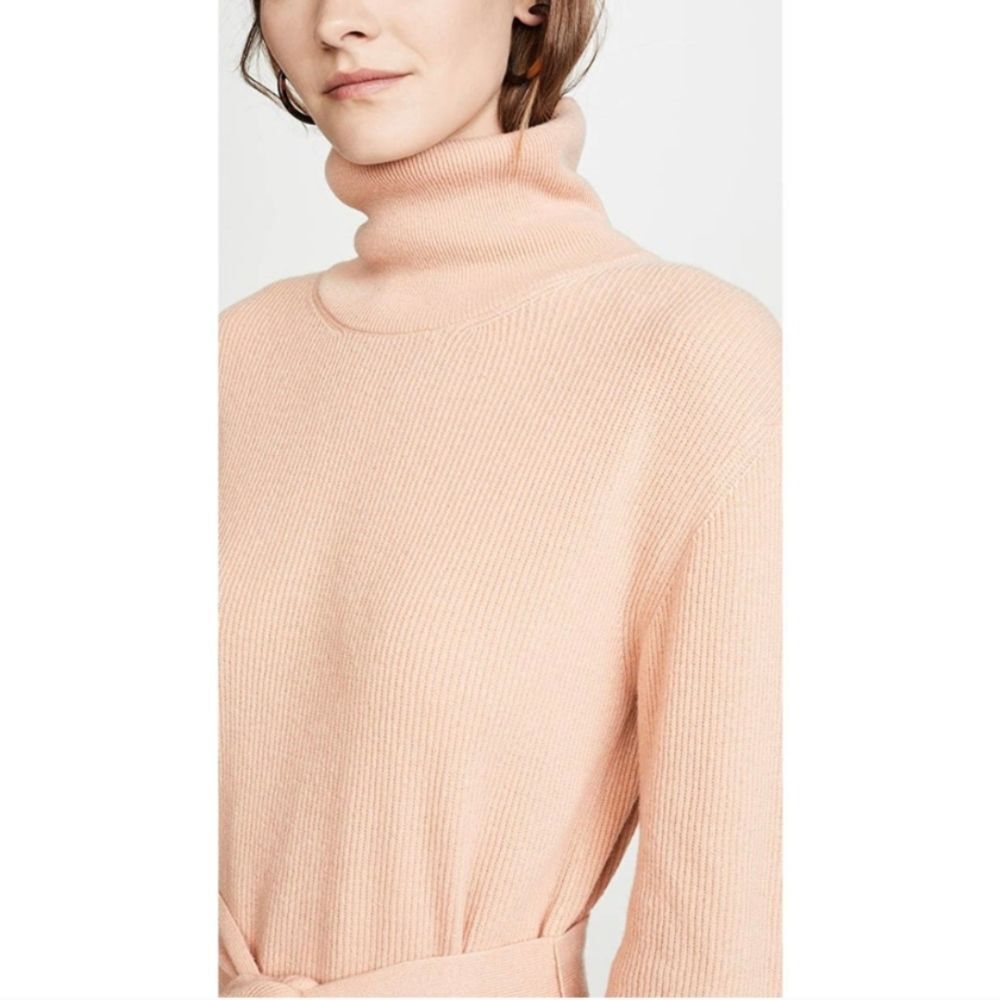 Nanushka Canaan Merino Cashmere Apricot Rib Knit Turtleneck Sweater Dress - Picture 4 of 16
